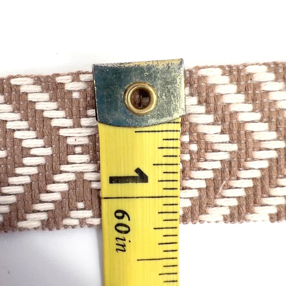 D-Ring Belt Brown Cream Woven Geometric Cotton 49 in Coastal Cowgirl Southwest
